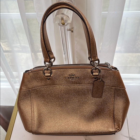 Coach Rose Gold Metallic Satchel Bag w/detachable, long Shoulder Strap - Picture 11 of 11